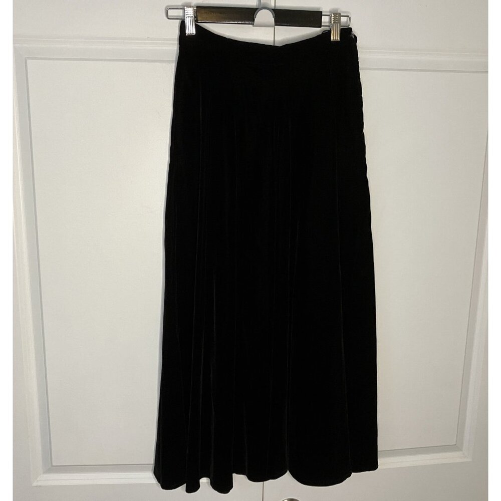 80s Edie Johne Black‎ Velvet Maxi Skirt Womens 8 Whimsigoth Fairy Dark Romantic